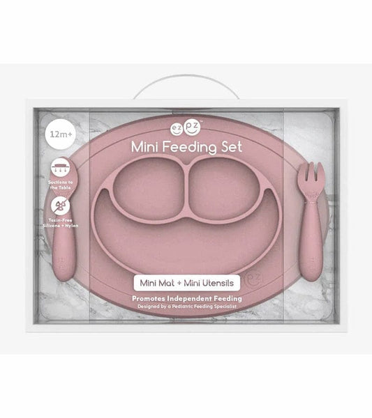 EZPZ Toddler Bundle - Mini Feeding Set + Mini Cup and Straw Training System - Blush - PKMFB005-PCSTB005