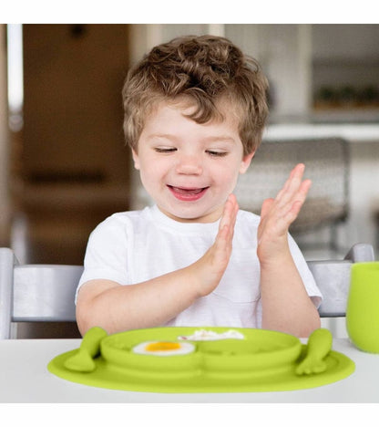EZPZ Toddler Bundle - Mini Feeding Set + Mini Cup and Straw Training System - Lime - PCMFG001-PCSTG001