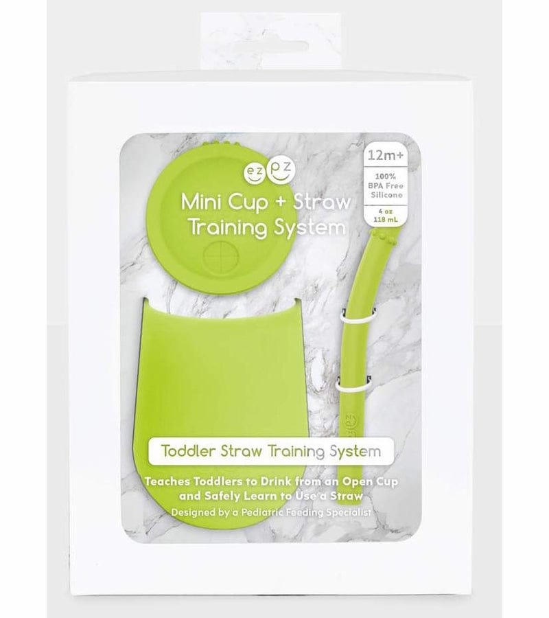 EZPZ Toddler Bundle - Mini Feeding Set + Mini Cup and Straw Training System - Lime - PCMFG001-PCSTG001