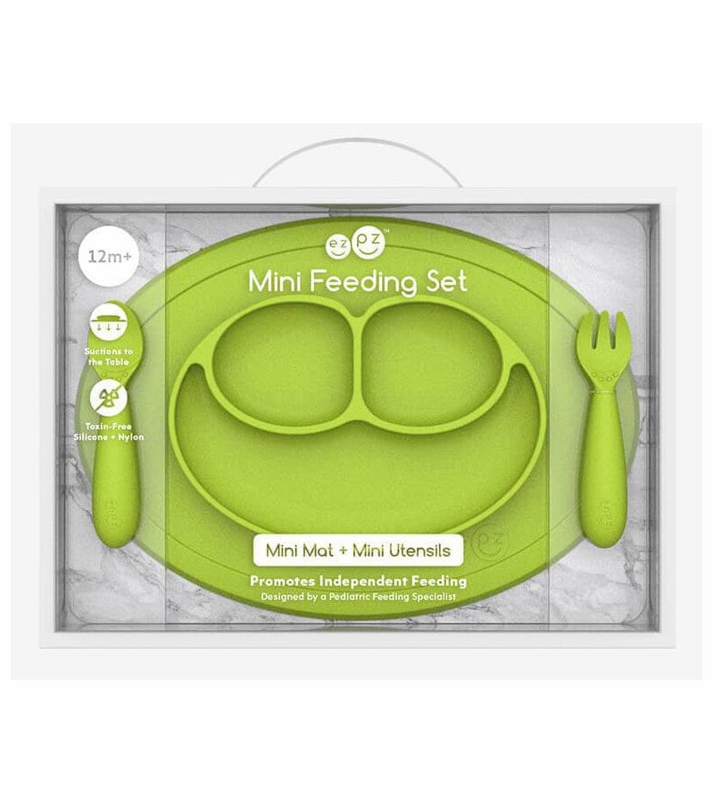 EZPZ Toddler Bundle - Mini Feeding Set + Mini Cup and Straw Training System - Lime - PCMFG001-PCSTG001