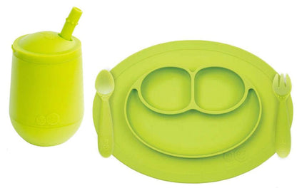 EZPZ Toddler Bundle - Mini Feeding Set + Mini Cup and Straw Training System - Lime - PCMFG001-PCSTG001