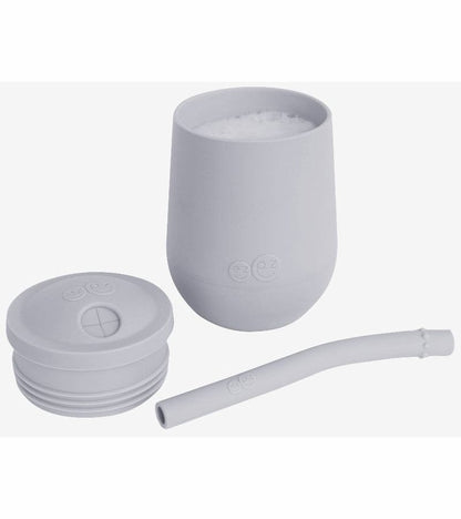 EZPZ Toddler Bundle - Mini Feeding Set + Mini Cup and Straw Training System - Pewter - PKMFP003-PCSTP003