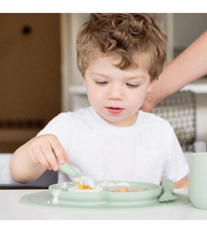 EZPZ Toddler Bundle - Mini Feeding Set + Mini Cup and Straw Training System - Sage - PKMFS001-PCSTS001