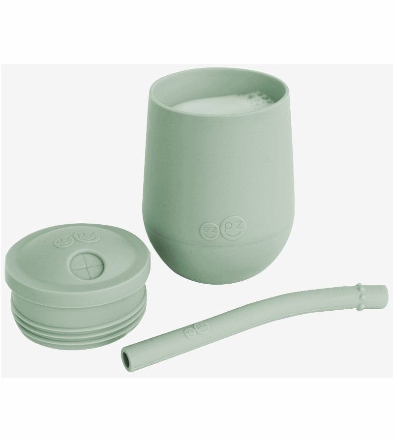 EZPZ Toddler Bundle - Mini Feeding Set + Mini Cup and Straw Training System - Sage - PKMFS001-PCSTS001