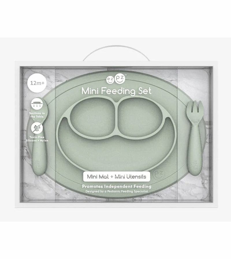 EZPZ Toddler Bundle - Mini Feeding Set + Mini Cup and Straw Training System - Sage - PKMFS001-PCSTS001