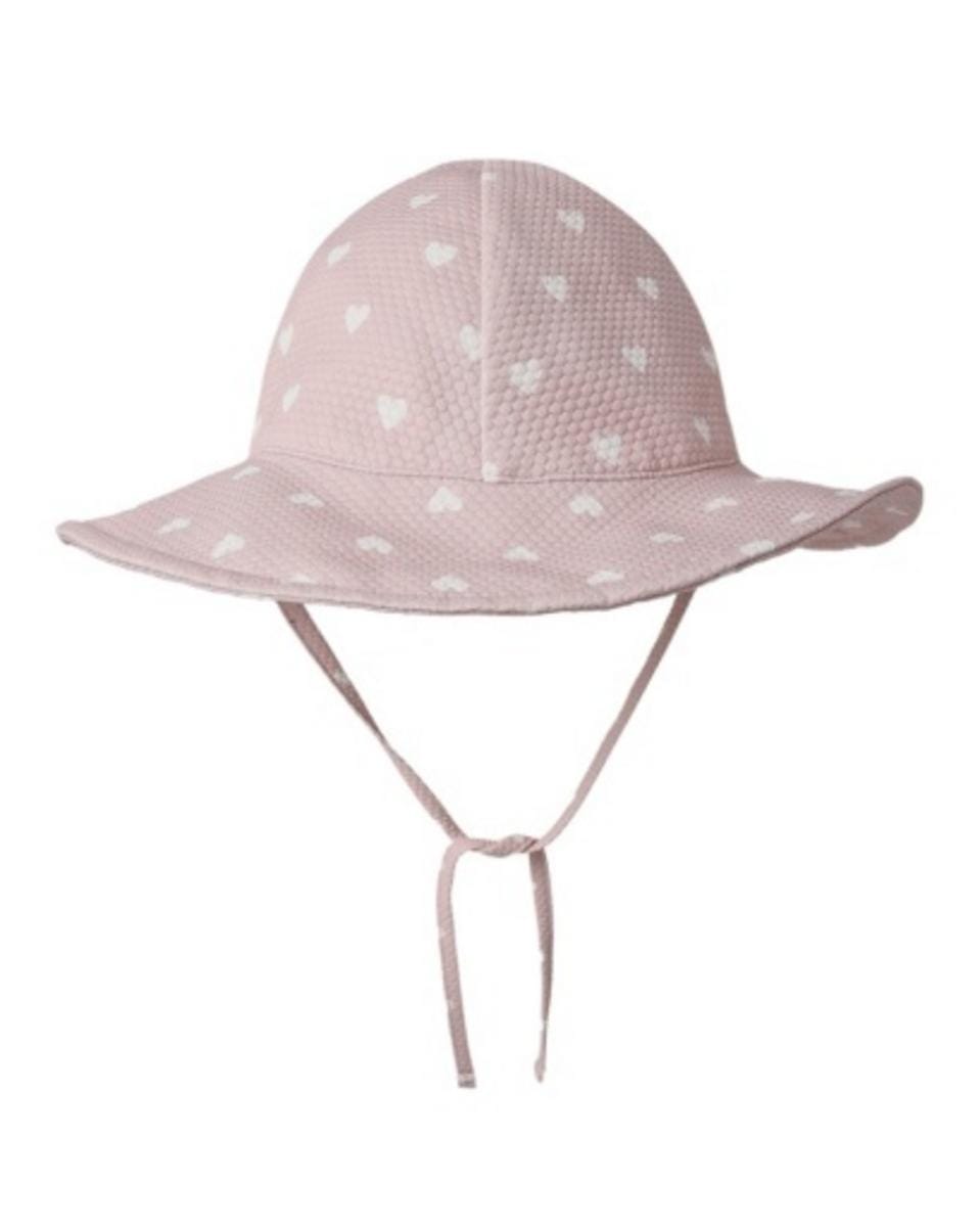 Quincy Mae Sun Hat Mauve Hearts - Mauve, 12-24M