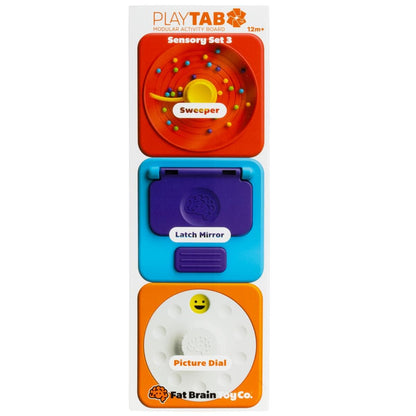 Fat Brain Toys PlayTab Tiles - Bead Sweeper & Peek-a-Boo Sensory Set (Set 3) - FA488-29