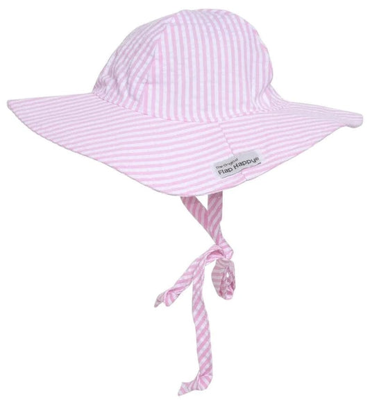 Flap Happy UPF50+ Floppy Sun Hat, Small (3-6m) - Pink Stripe Seersucker - FLL5AZ-PSEE-S