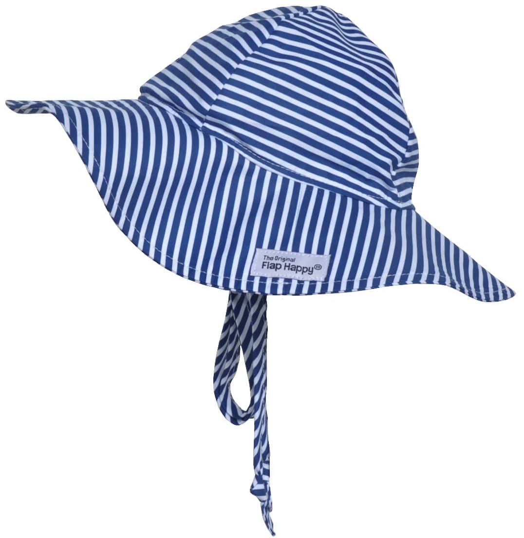 Flap Happy UPF50+ Floppy Sun Hat, X-Small (0-3m) - Navy Preppy Stripe - FLLB-NAPR-XS