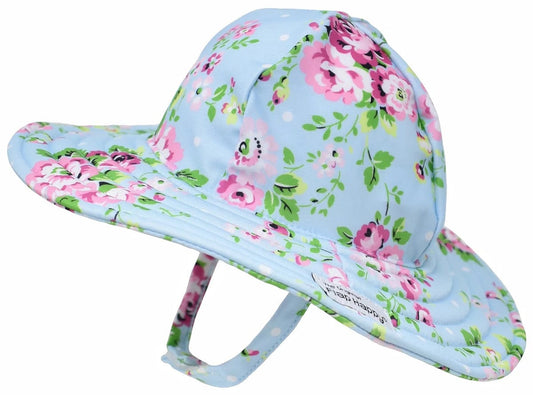Flap Happy UPF50+ Summer Splash Swim Hat, Medium (6-12m) - Blue Country Floral - SUSE-BLCF-M