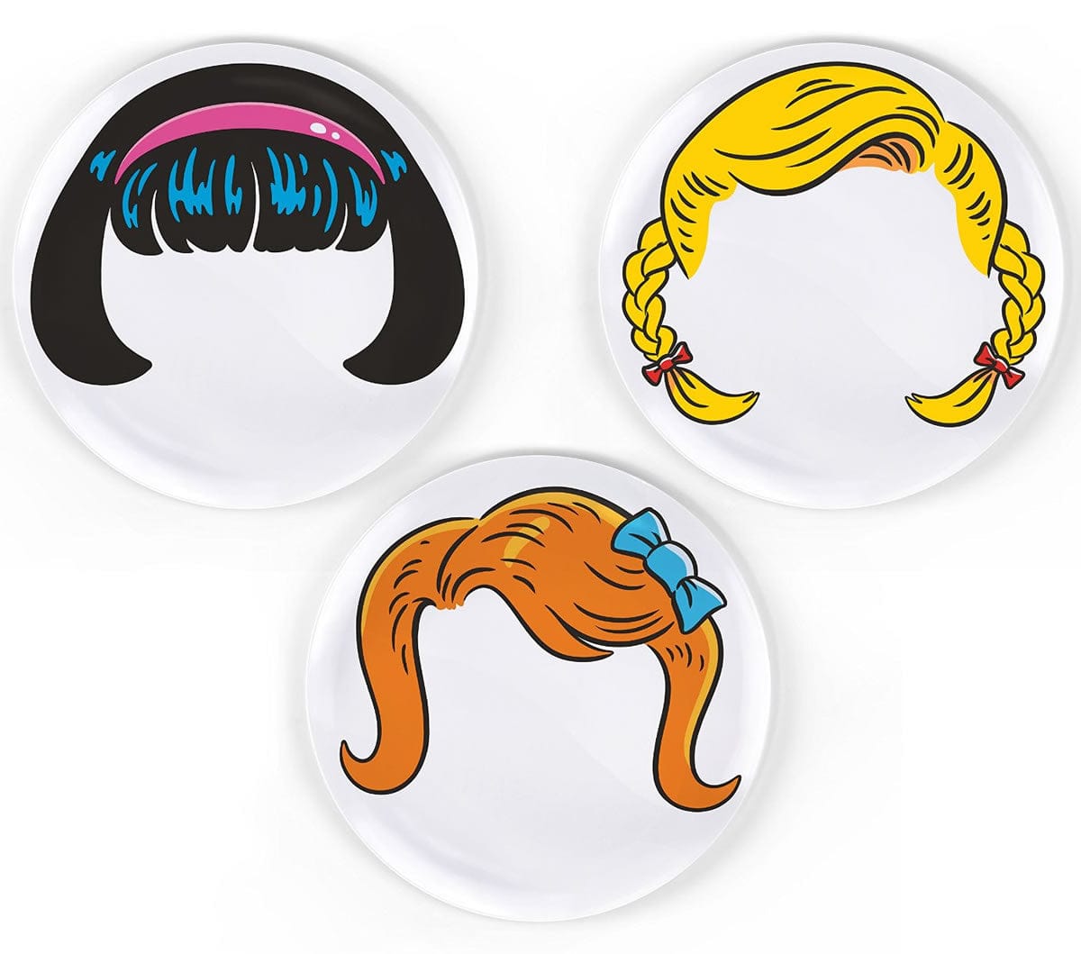 Fred & Friends Girl's Hairstyle Dinner Plates, Set of 3 - ddog