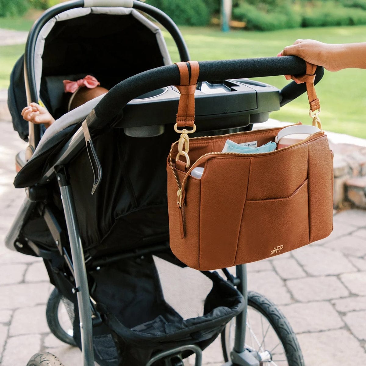 Freshly Picked Classic Stroller Caddy - Cognac - DBCDCPNCOG-V1