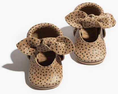 Freshly Picked Knotted Bow Moccasins Mini Sole V2, Size 3 - Almond Speckles - M2KBALMSPK03