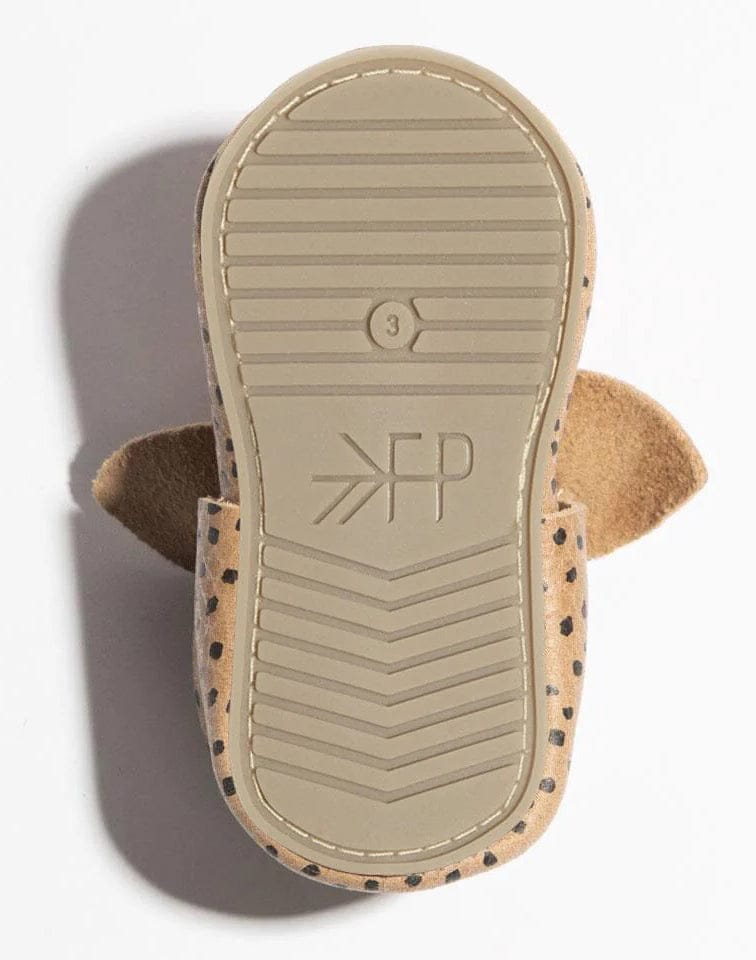 Freshly Picked Knotted Bow Moccasins Mini Sole V2, Size 4 - Almond Speckles - M2KBALMSPK04