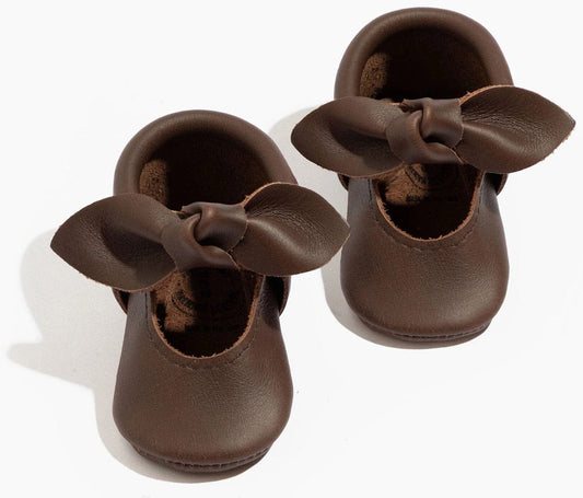 Freshly Picked Knotted Bow Moccasins, Size 1 - Espresso