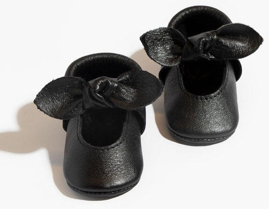 Freshly Picked Knotted Bow Moccasins, Size 3 - Ebony - SSKBEBONYY03