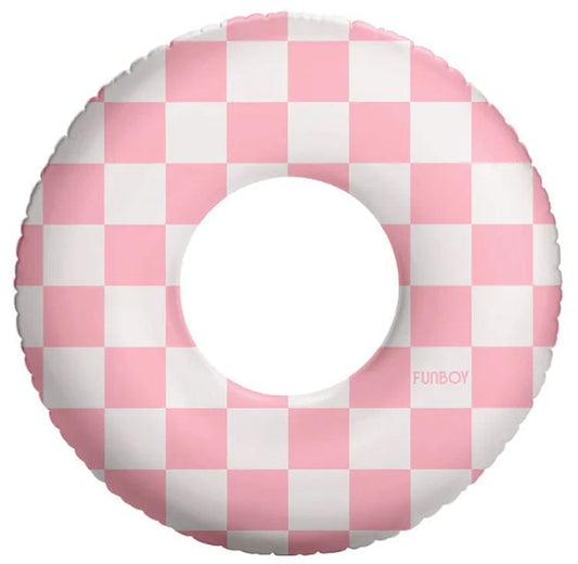 FUNBOY 30" Checkered Kids Tube Float - Pink - TUBE-KIDS-PINK