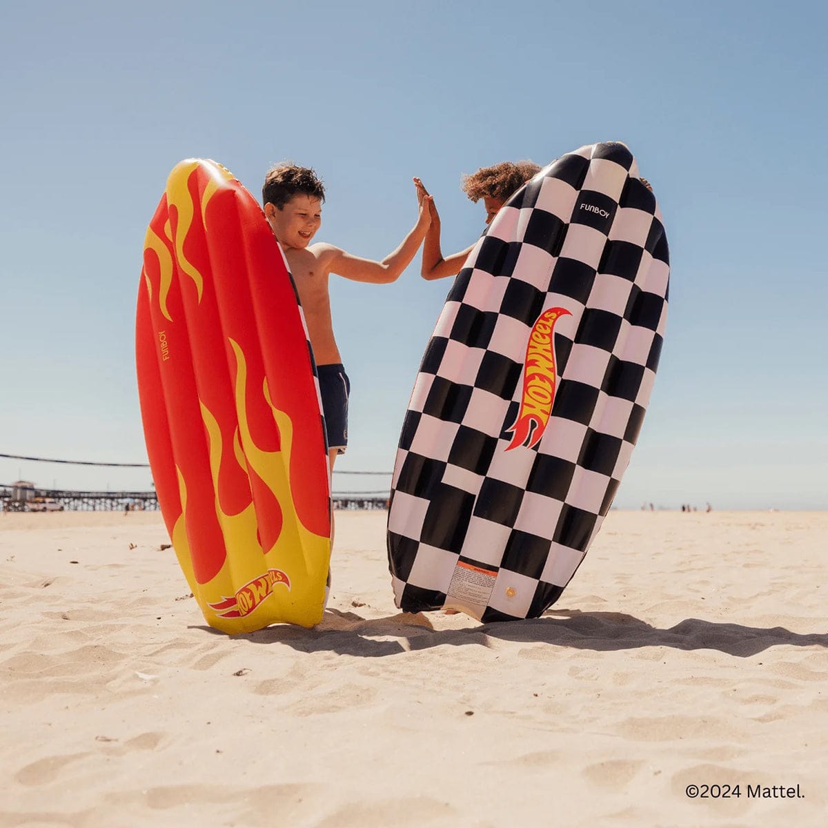 FUNBOY X Hot Wheels Checkered Flame Reversible Surfboard Pool Float - HW-SRFBRD-FLM