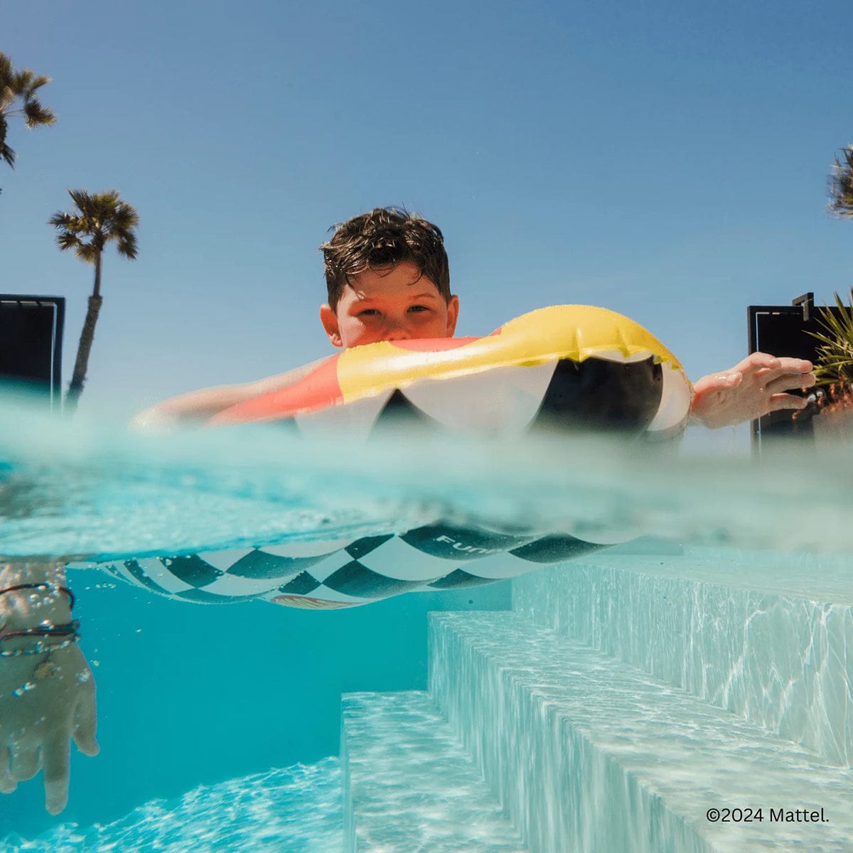 FUNBOY X Hot Wheels Checkered Flame Reversible Surfboard Pool Float - HW-SRFBRD-FLM