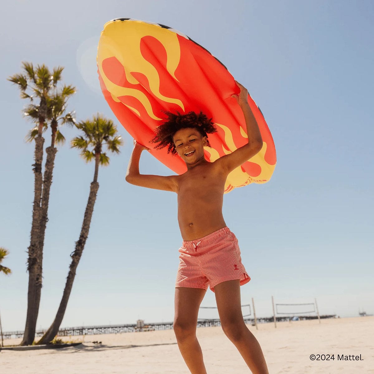 FUNBOY X Hot Wheels Checkered Flame Reversible Surfboard Pool Float - HW-SRFBRD-FLM