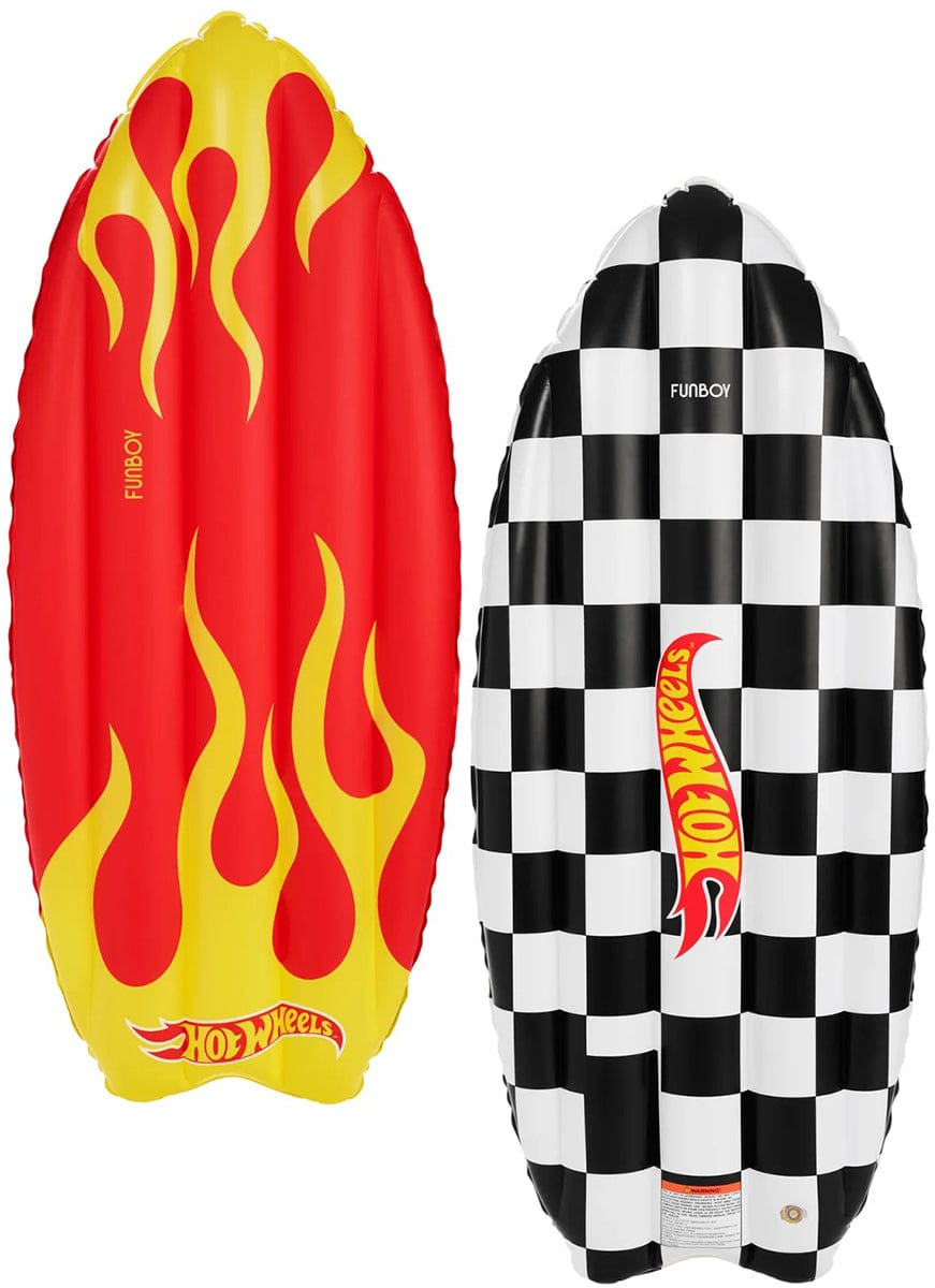 FUNBOY X Hot Wheels Checkered Flame Reversible Surfboard Pool Float - HW-SRFBRD-FLM