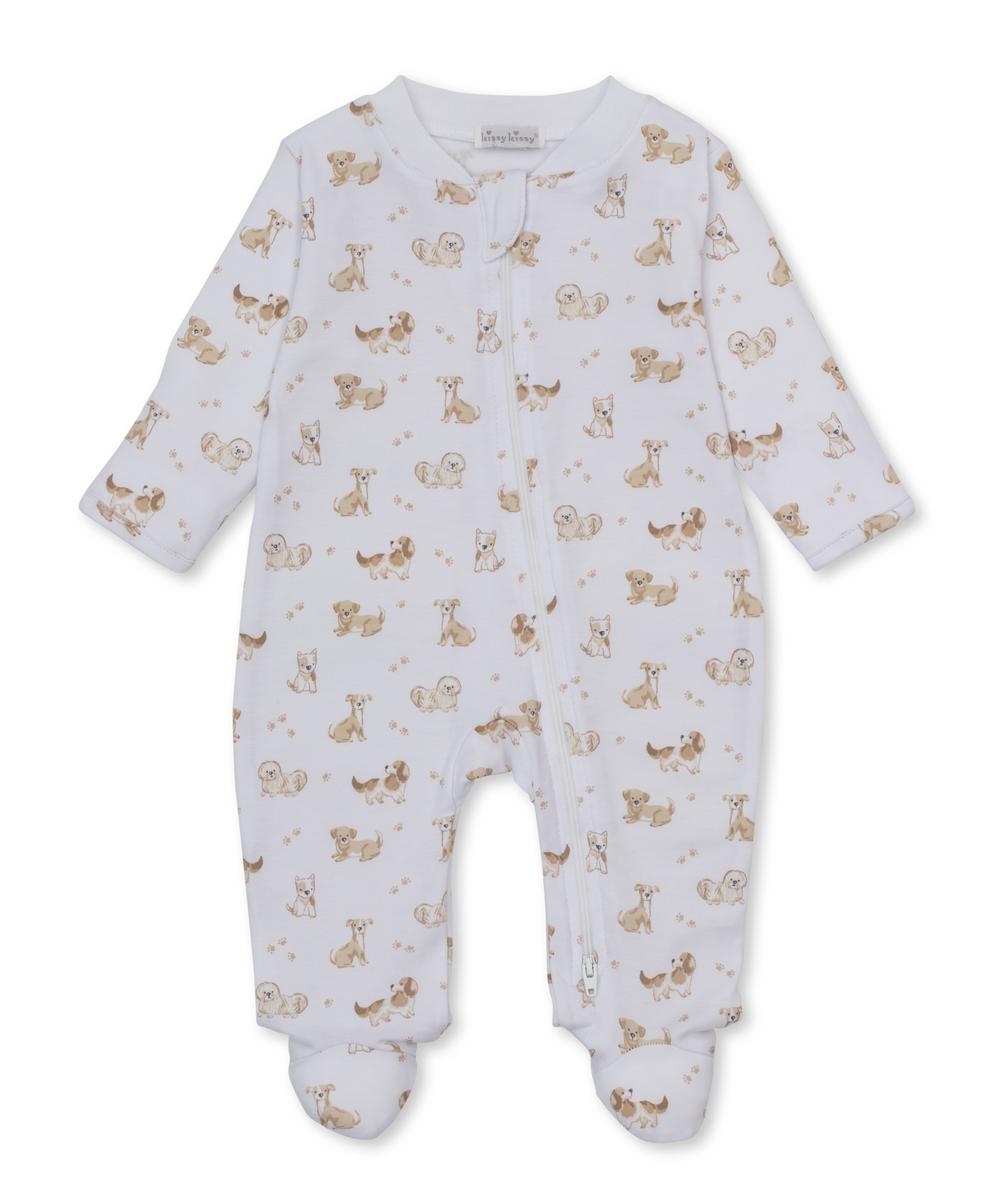 Kissy Kissy Footie w/ Zip - Puppy Paws, Brown, 3-6M