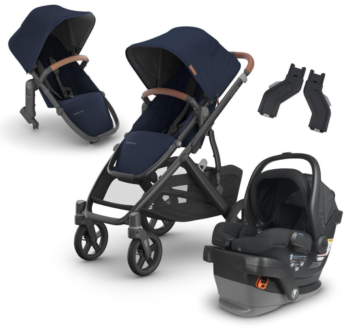 UPPAbaby VISTA V3 Double Stroller with V2+ Rumbleseat + MESA V2 Travel System Bundle - Noa / Jake - DBLTRVL-MESAV2-0303-VSO-NA-NOA