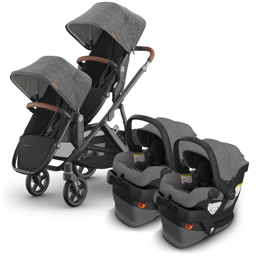 UPPAbaby Vista V3 Twin Stroller with RumbleSeat V3 + Mesa V3 Travel System Bundle - Greyson / Greyson - TWIN-V3-TRVL-MESA-V3-0303-VSO-NA-GRY