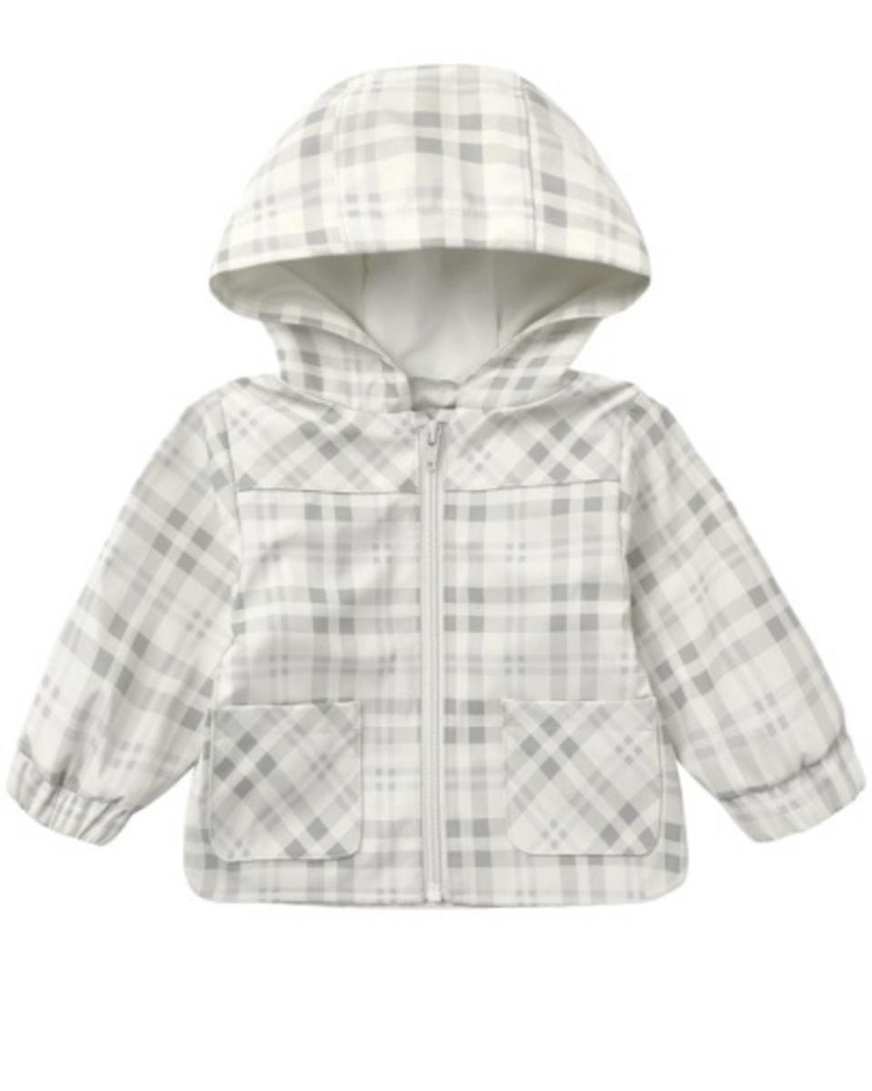 Quincy Mae Rain Coat Sage Plaid - Sage, 12-18M