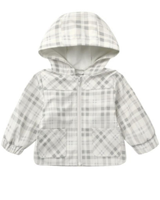 Quincy Mae Rain Coat Sage Plaid - Sage, 18-24M