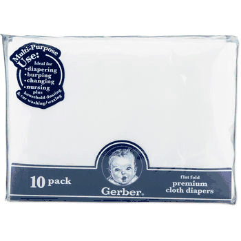 Gerber White 10 Pack Flatfold Premium Gauze Cloth Diapers