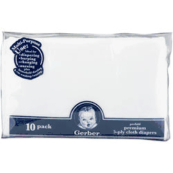 Gerber White 10 Pack Prefold Gauze 5-Ply Cloth Diapers - 58183R060101STD