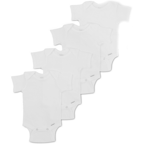 Gerber White 4 Pack Onesies - 12 Months - 63491406010212M