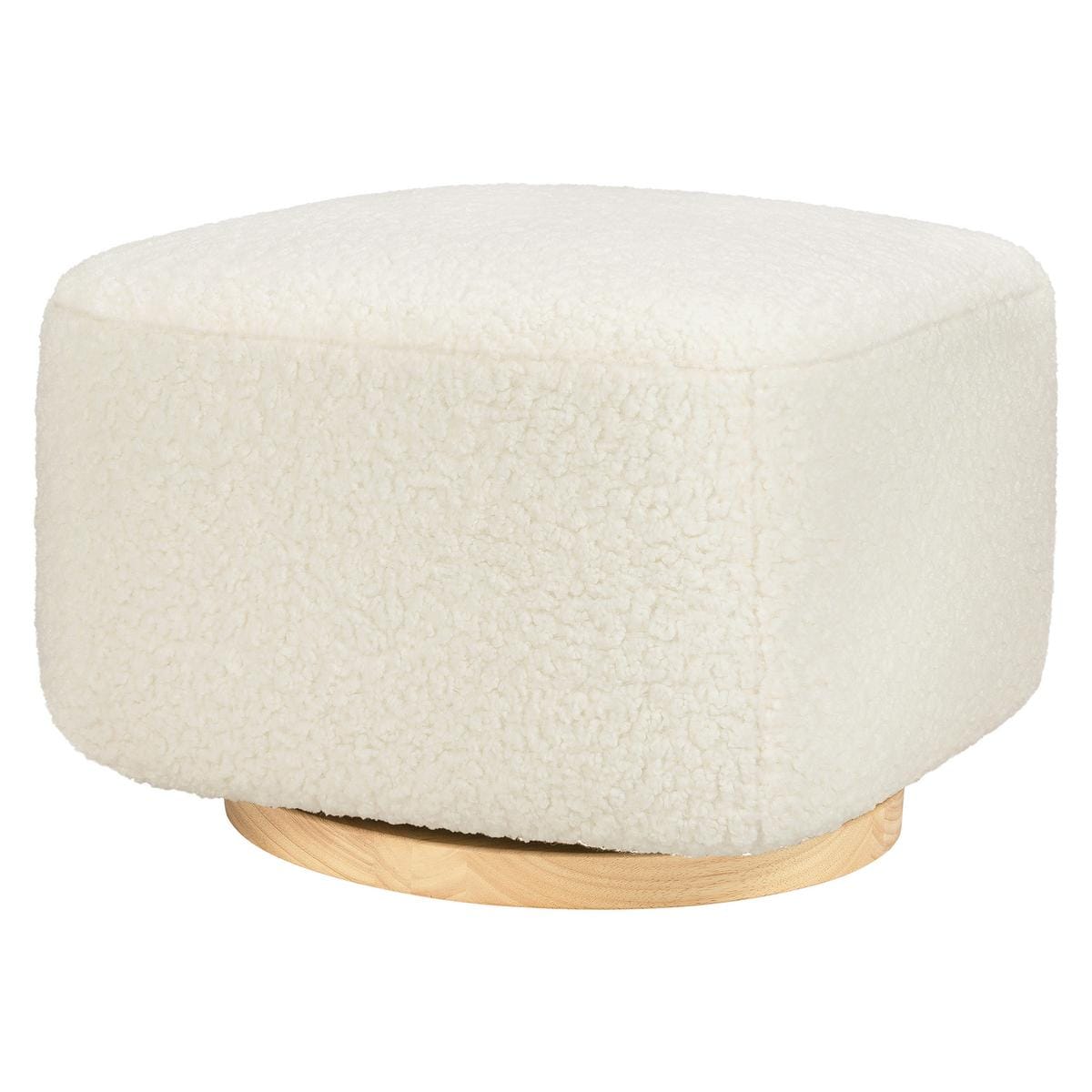 Babyletto Kiwi Gliding Ottoman - Cream Shearling with Light Wood Base - M26385CMSGLB