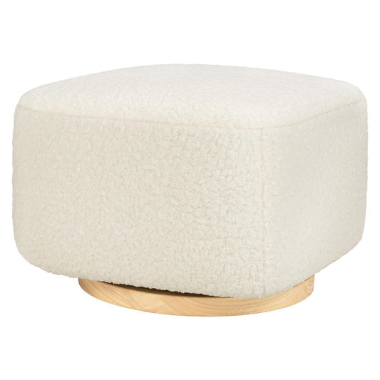 Babyletto Kiwi Gliding Ottoman - Cream Shearling with Light Wood Base - M26385CMSGLB