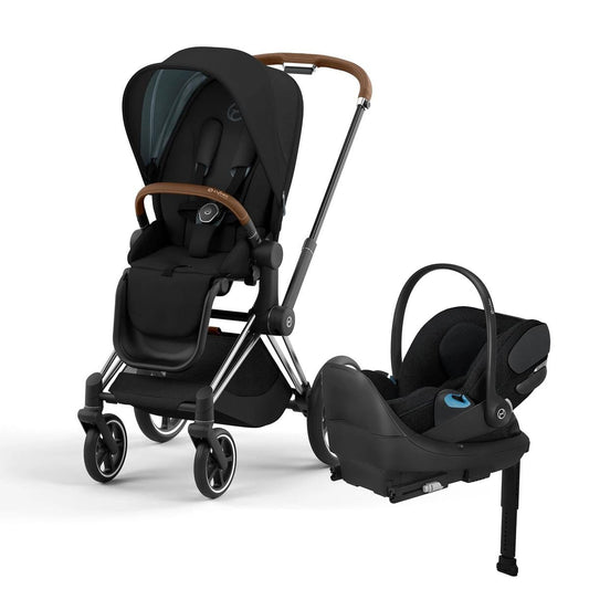 Cybex Priam 4 Stroller + Cloud T SensorSafe Travel System Bundle - Chrome / Brown / Deep Black / Sepia Black - 521003961-521003933-524000605
