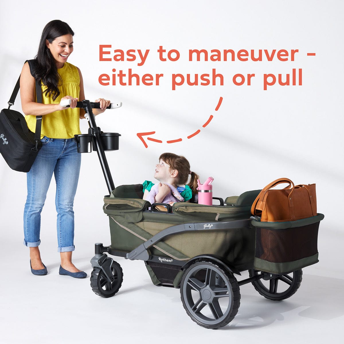 Gladly Family Anthem2 All-Terrain (2 Seater) Stroller Wagon Adventure Bundle - Forest - WAG-ADV-2-S