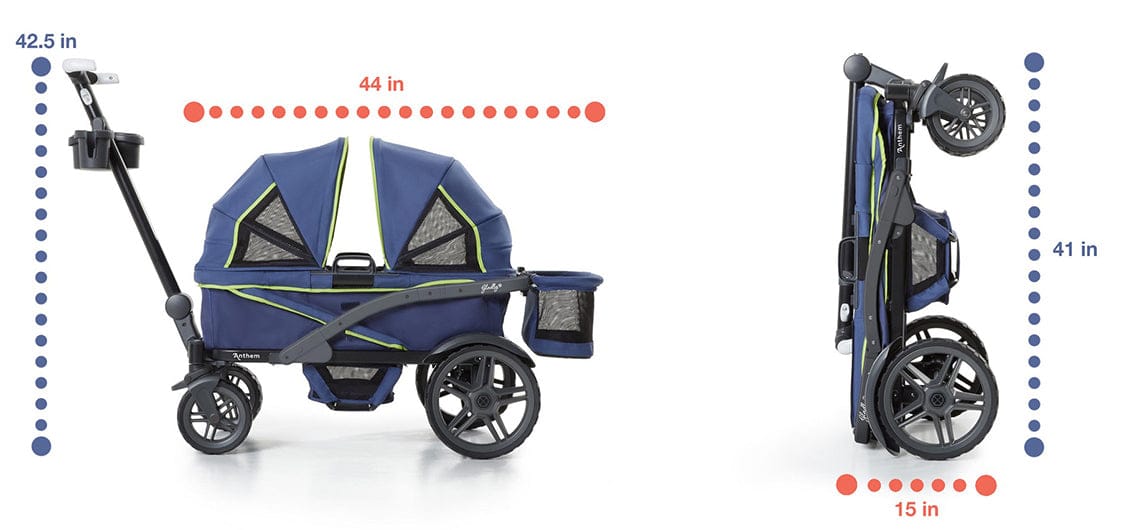 Gladly Family Anthem2 All-Terrain (2 Seater) Stroller Wagon - Electric Silver - WAG-ELE-2-S