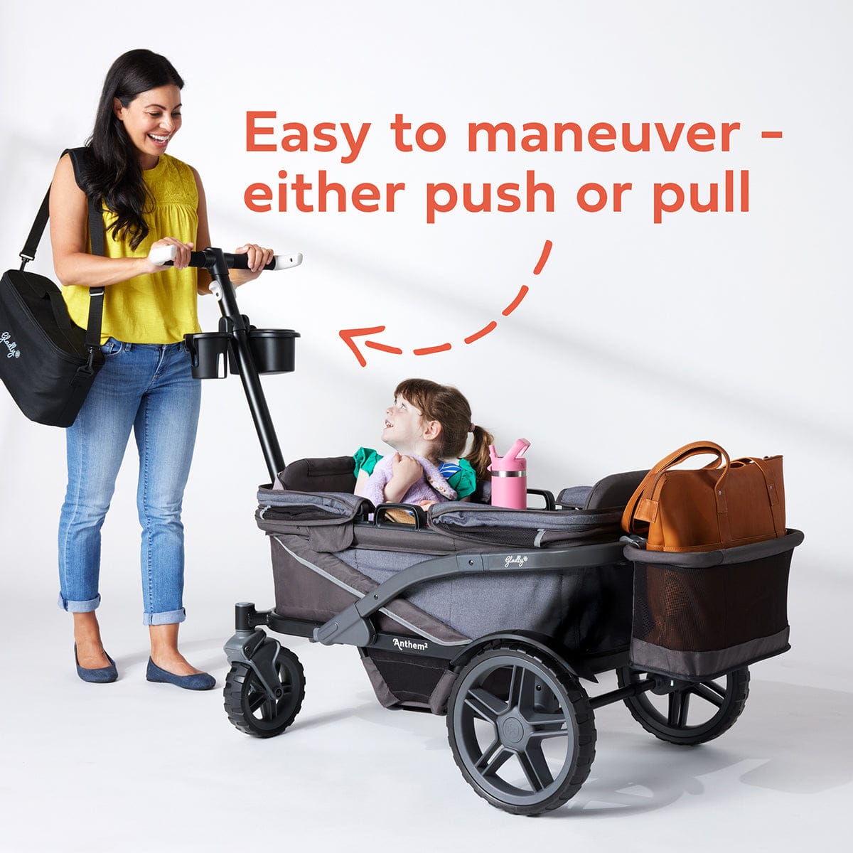 Gladly Family Anthem2 All-Terrain (2 Seater) Stroller Wagon - Graphite - WAG-GRA-2-S