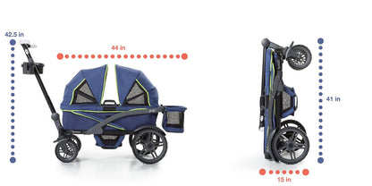 Gladly Family Anthem2 All-Terrain (2 Seater) Stroller Wagon - Sand & Sea - WAG-SAN-2-S