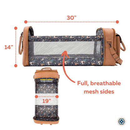 Gladly Family Pod Diaper Bag Changing Station + Travel Cot - Porcini Tan - POD-POR-CAR