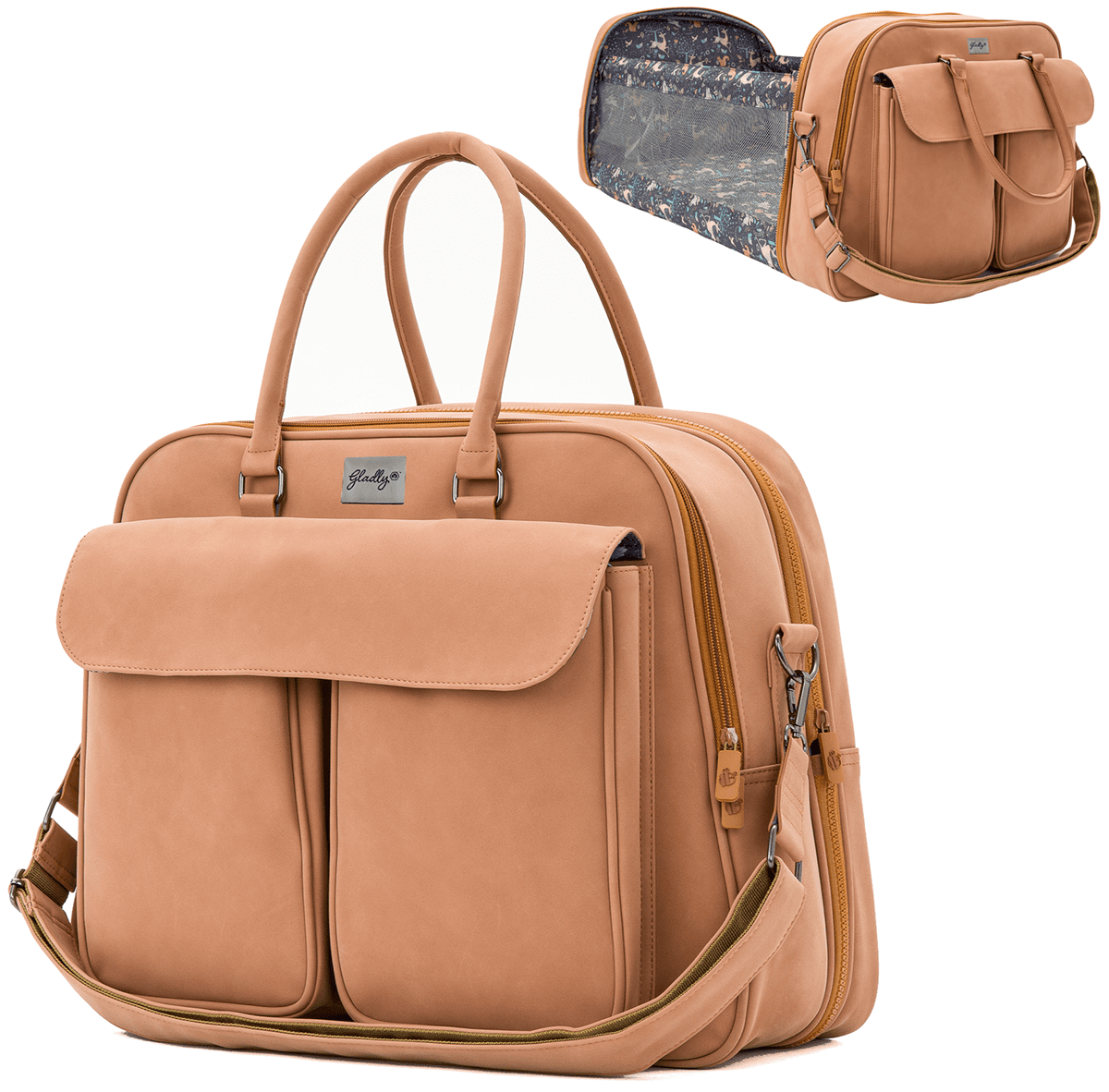 Gladly Family Pod Diaper Bag Changing Station + Travel Cot - Porcini Tan - POD-POR-CAR