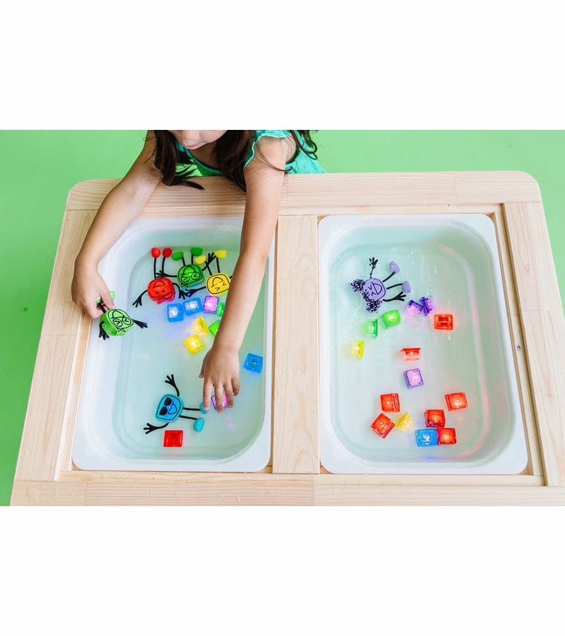 Glo Pals Light Up Cube Bath Toys - Blair (Blue) - gp-fin-4pk-blair