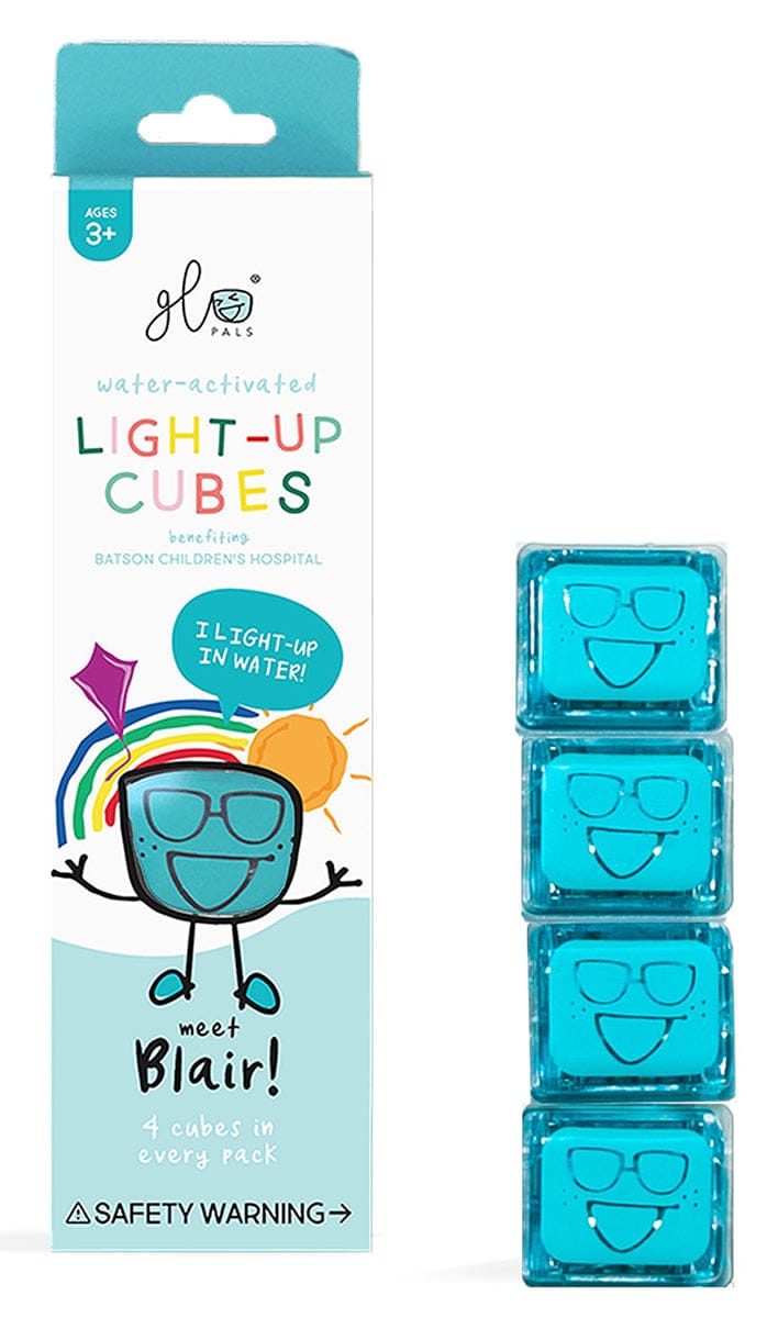 Glo Pals Light Up Cube Bath Toys - Blair (Blue) - gp-fin-4pk-blair
