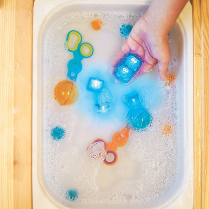 Glo Pals Light Up Cube Bath Toys - Cookie Monster - gp-fin-4pk-cookie