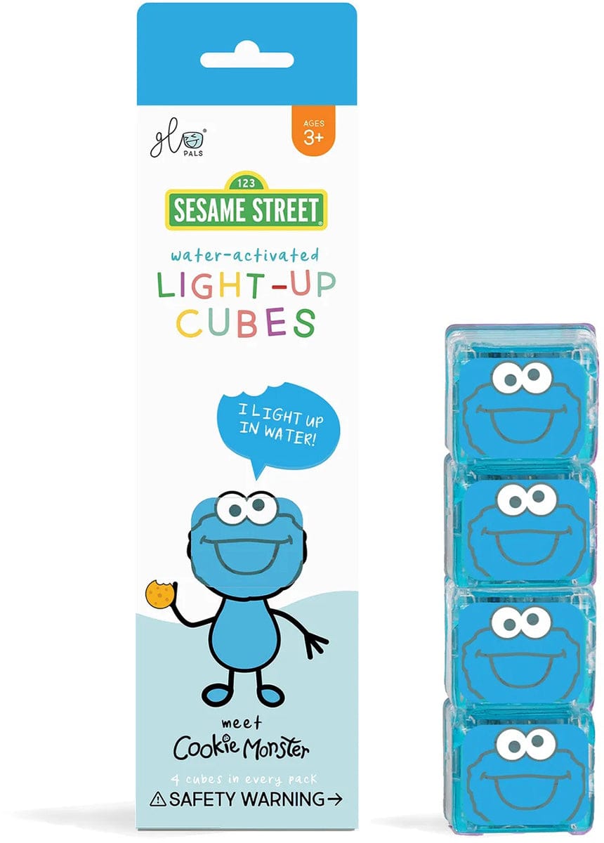 Glo Pals Light Up Cube Bath Toys - Cookie Monster - gp-fin-4pk-cookie