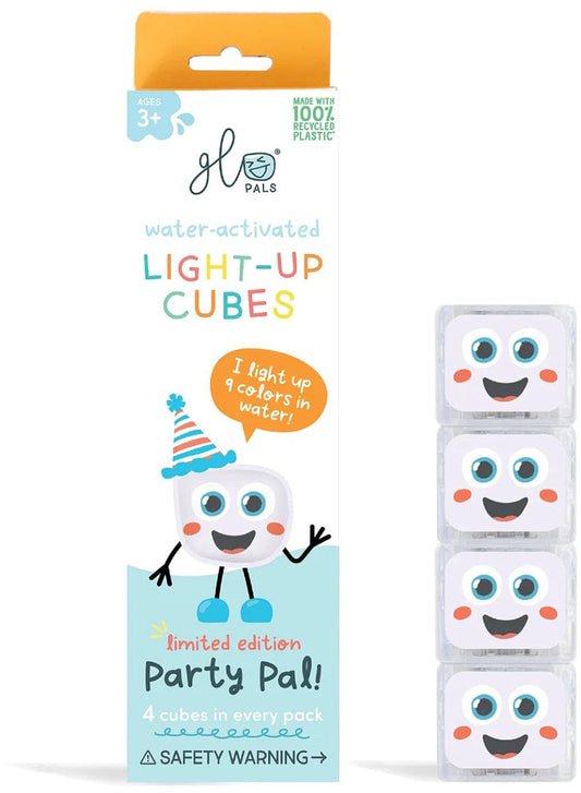 Glo Pals Light Up Cube Bath Toys - Party Pal - gp4pkppal