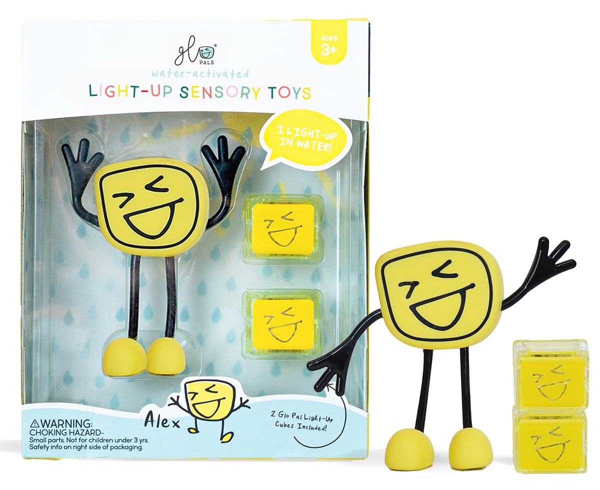 Glo Pals Light Up Sensory Bath Toy - Alex (Yellow) - gp-fin-char-alex