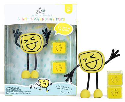 Glo Pals Light Up Sensory Bath Toy - Alex (Yellow) - gp-fin-char-alex