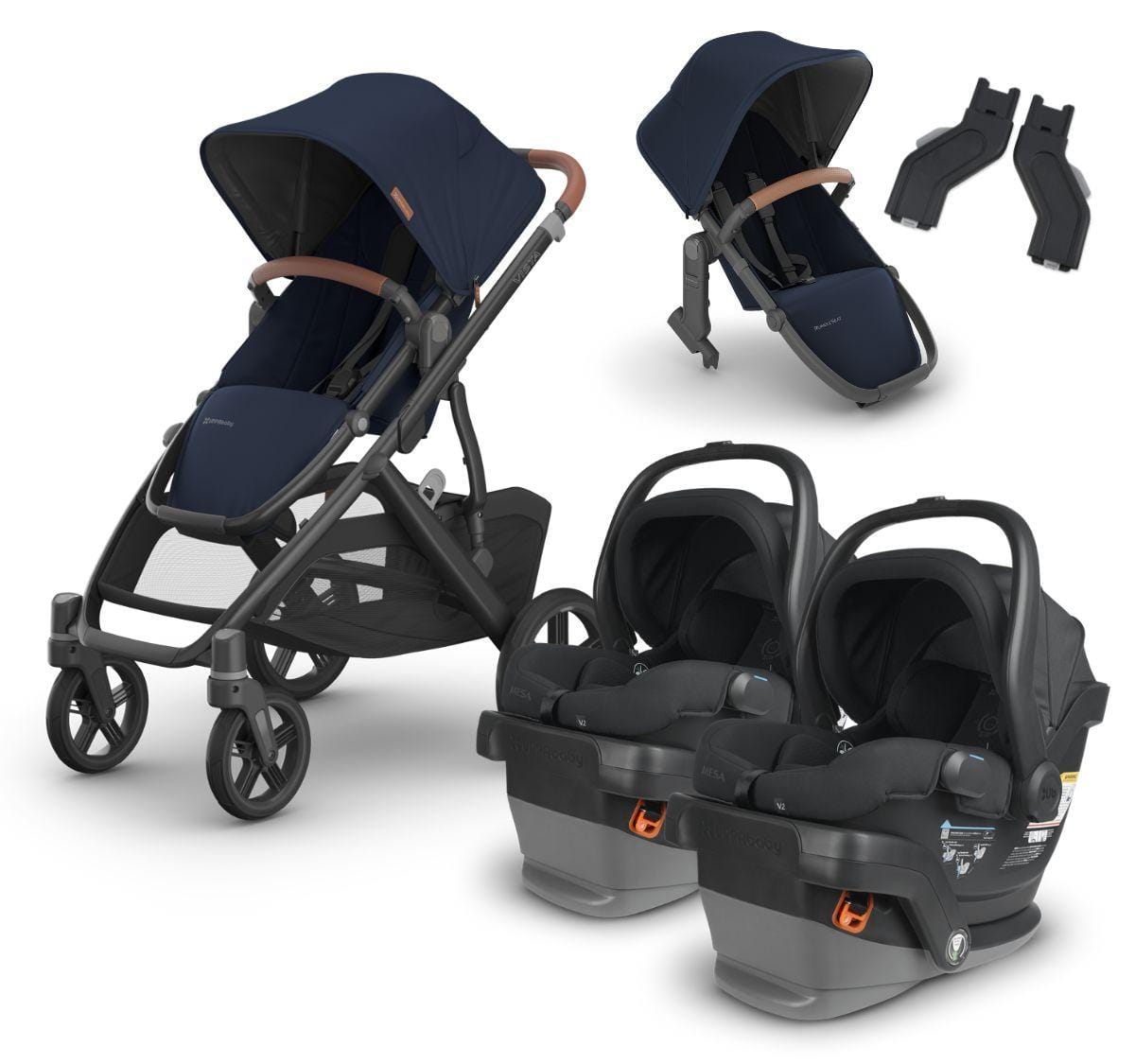 UPPAbaby VISTA V3 Twin Double Stroller with V2+ Rumbleseat + MESA V2 Travel System Bundle - Noa / Jake - TWINTRVL-MESAV2-0303-VSO-NA-NOA
